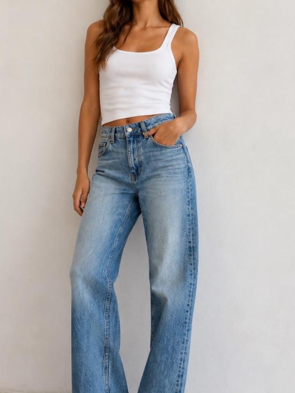 Zara High-Rise Straight Leg Jeans